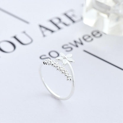 Anillo Ajustable de Flor Silvestre con Esmalte Pintado a Mano en Plata 925