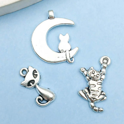 Colección Vintage de Dijes de Gato en Plata