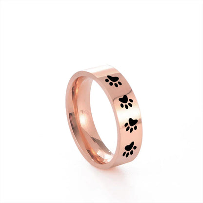 Anillo de Huella de Pata Hecho a Mano en Acero Inoxidable