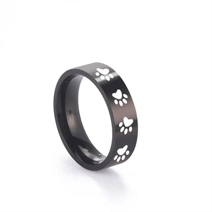 Anillo de Huella de Pata Hecho a Mano en Acero Inoxidable