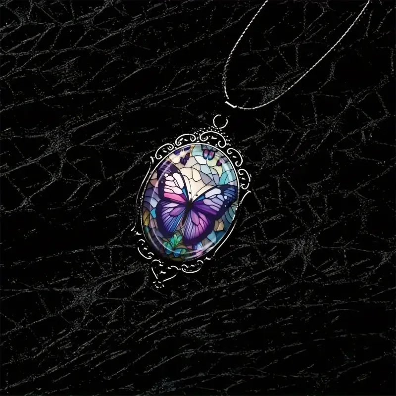 Collar de Mariposa con Cristal Púrpura