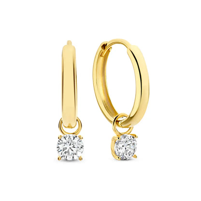 Aretes de Aro con Piedras Larmes de Lune | Oro Blanco