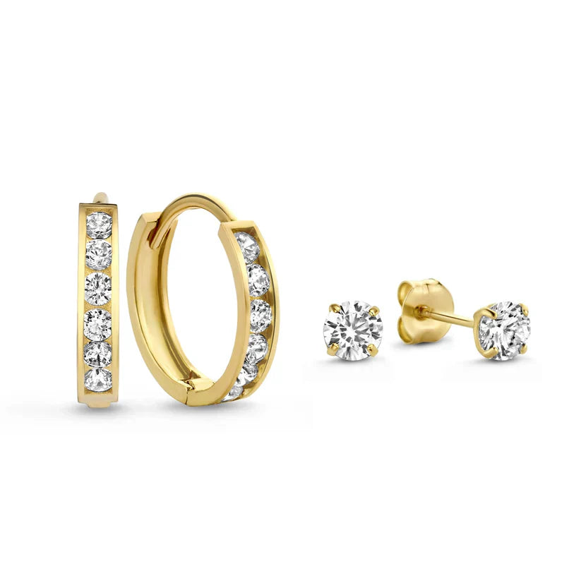 Set de Aretes con Piedras Dara Brillane | Oro Blanco