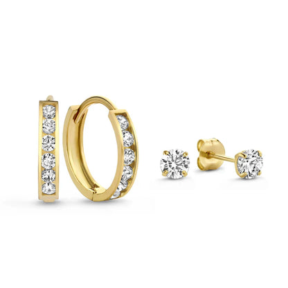 Set de Aretes con Piedras Dara Brillane | Oro Blanco