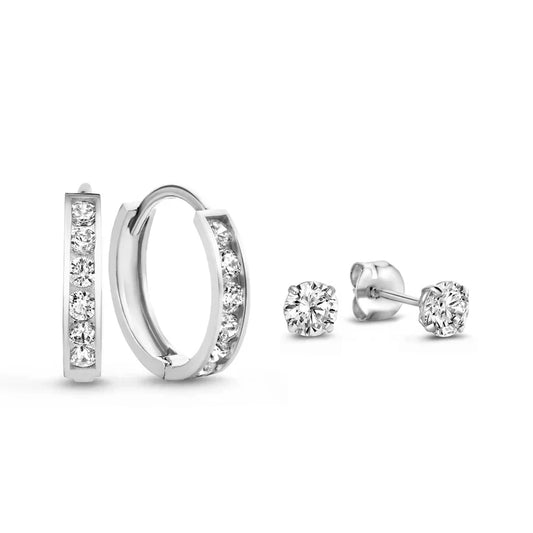 Set de Aretes con Piedras Dara Brillane | Oro Blanco