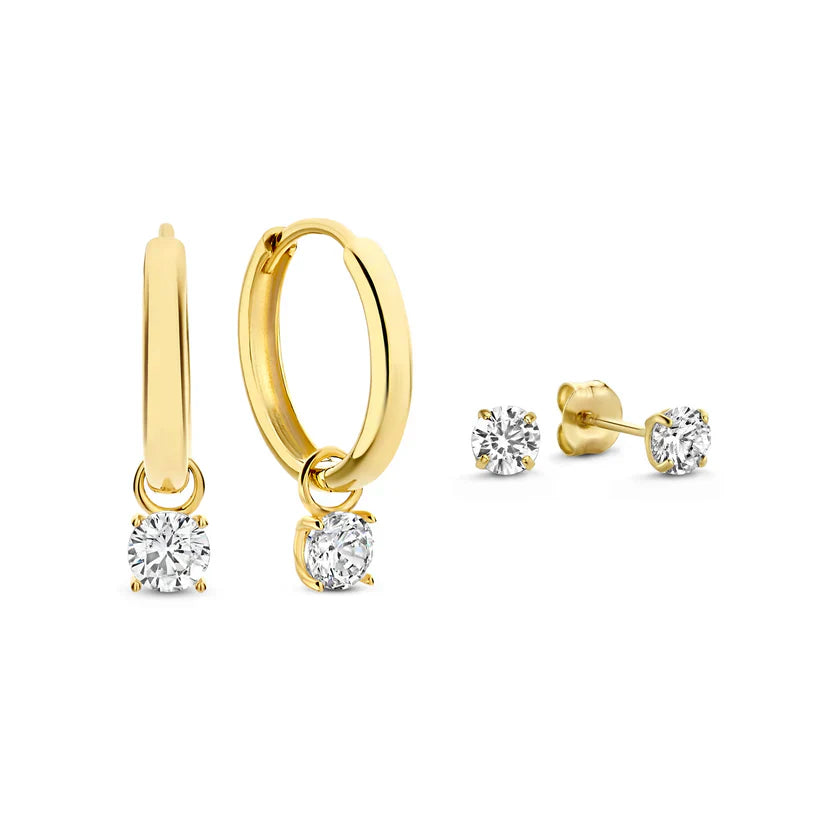 Set de Aretes con Piedras Larmes de Lune | Oro Blanco
