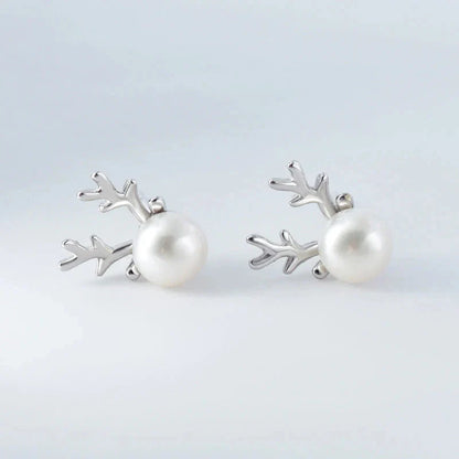 Pendientes de Reno con Perla