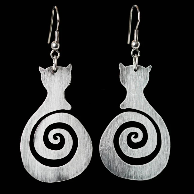 Pendientes Vintage de Gato en Espiral