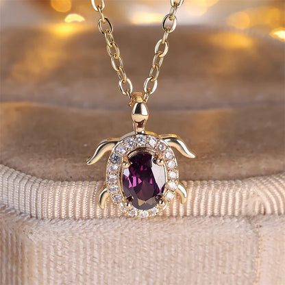 Collar de Tortuga con Cristal Púrpura