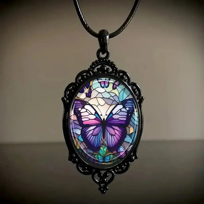 Collar de Mariposa con Cristal Púrpura