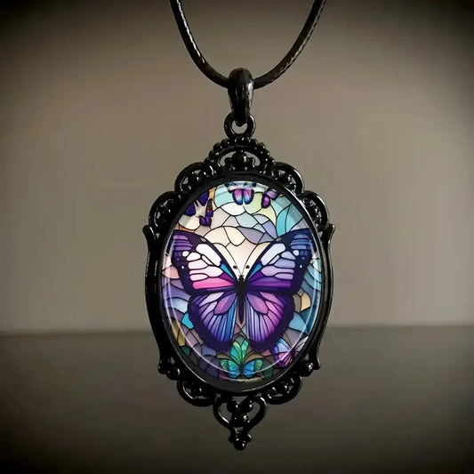 Collar de Mariposa con Cristal Púrpura