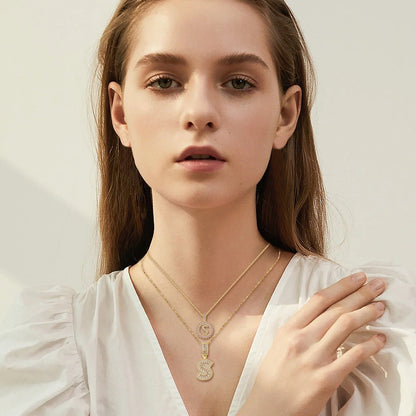 Set de Collar Inicial de Letra Pavé | Oro