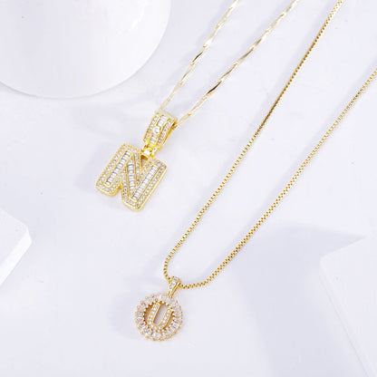 Set de Collar Inicial de Letra Pavé | Oro