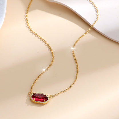 Collar Oval de Rubí Clásico | Oro