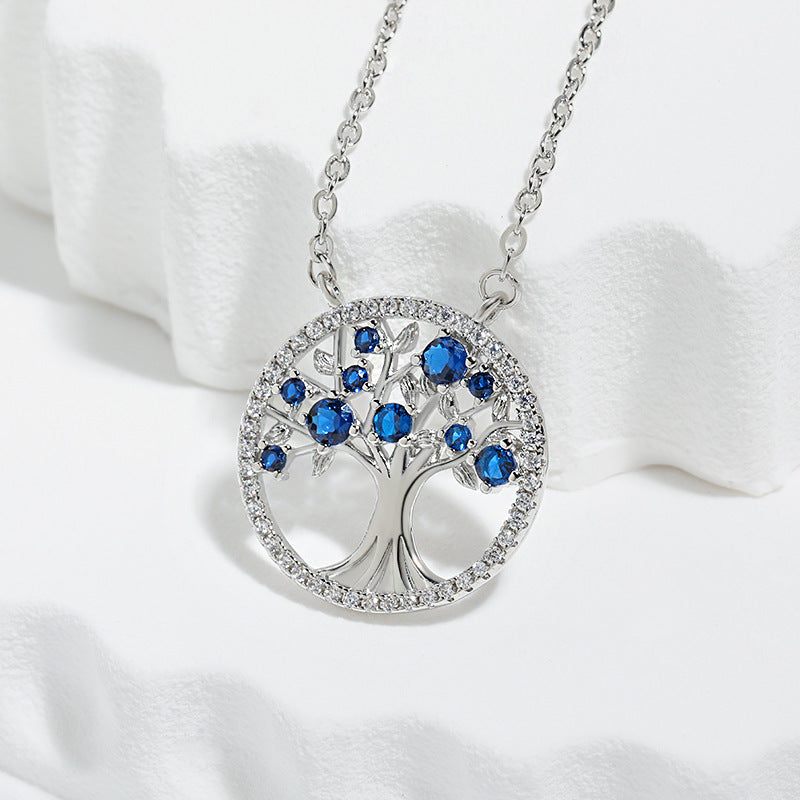 Collar de zafiro Árbol de la Vida | Oro Blanco