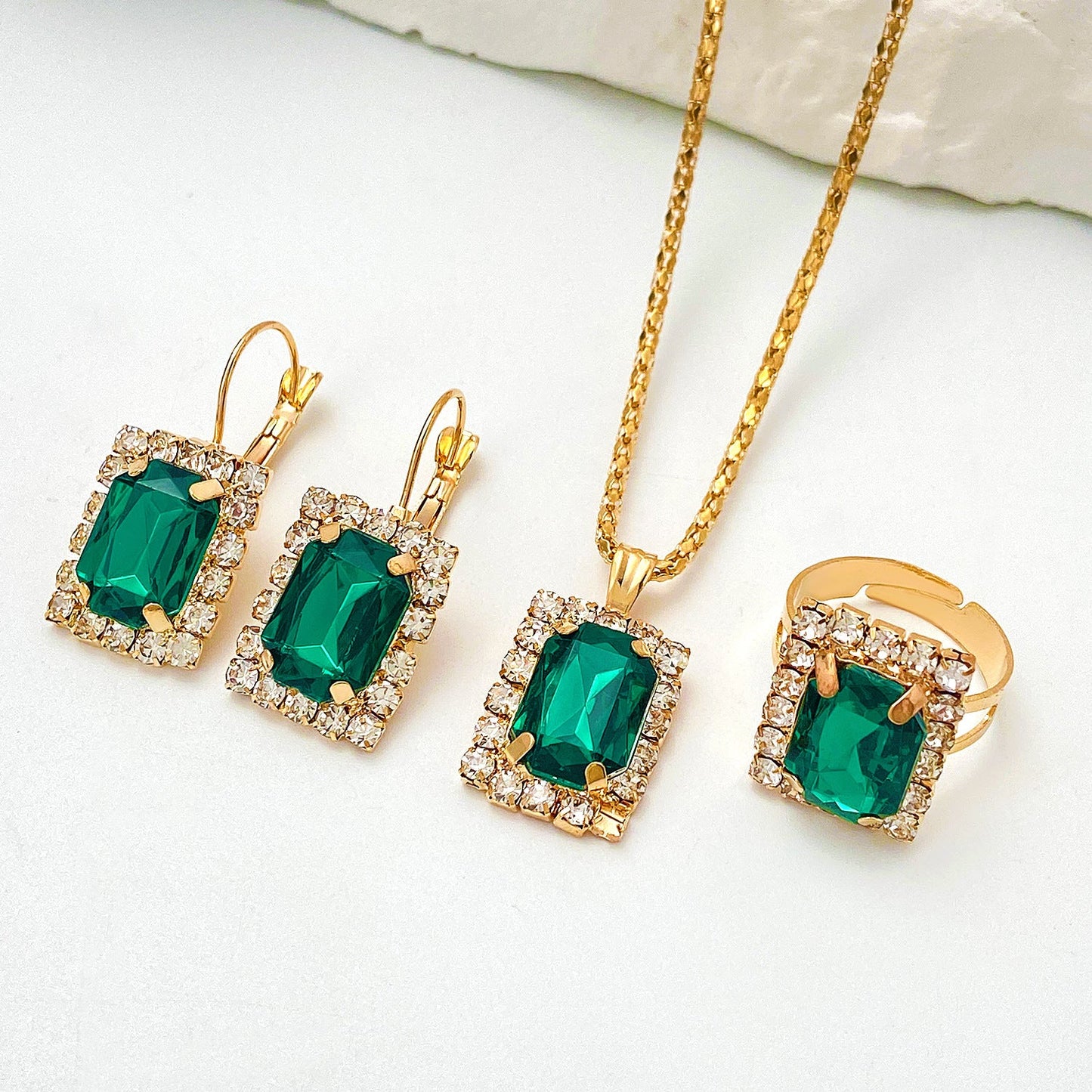 Set de Joyería Sylvara Greenveil | Oro Blanco