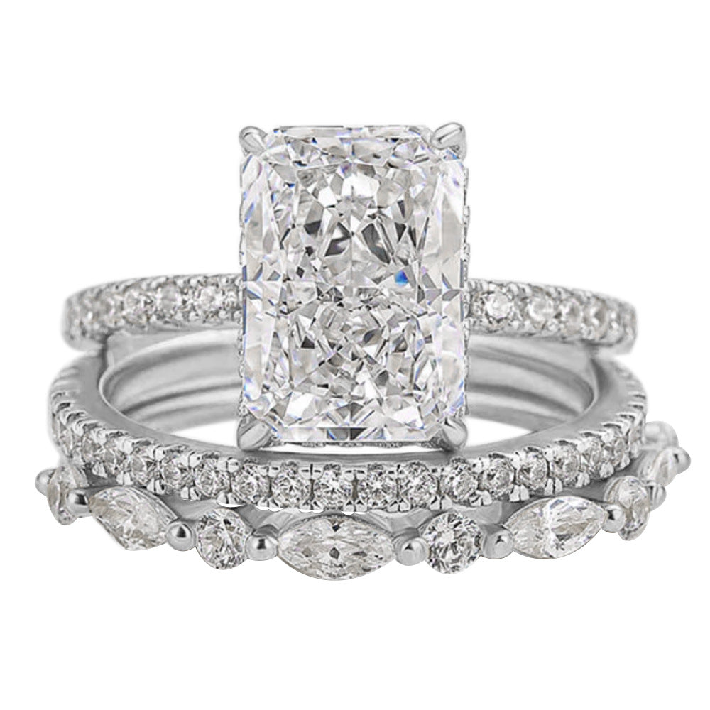 Set de Anillos de Boda 3PC Jaily | Oro Blanco