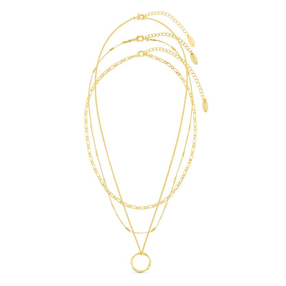 Collar de Círculo Abierto de Tres Hileras | Oro