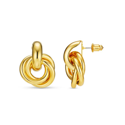 Aretes Entrelazados Statement | Oro Blanco