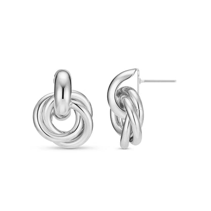Aretes Entrelazados Statement | Oro Blanco