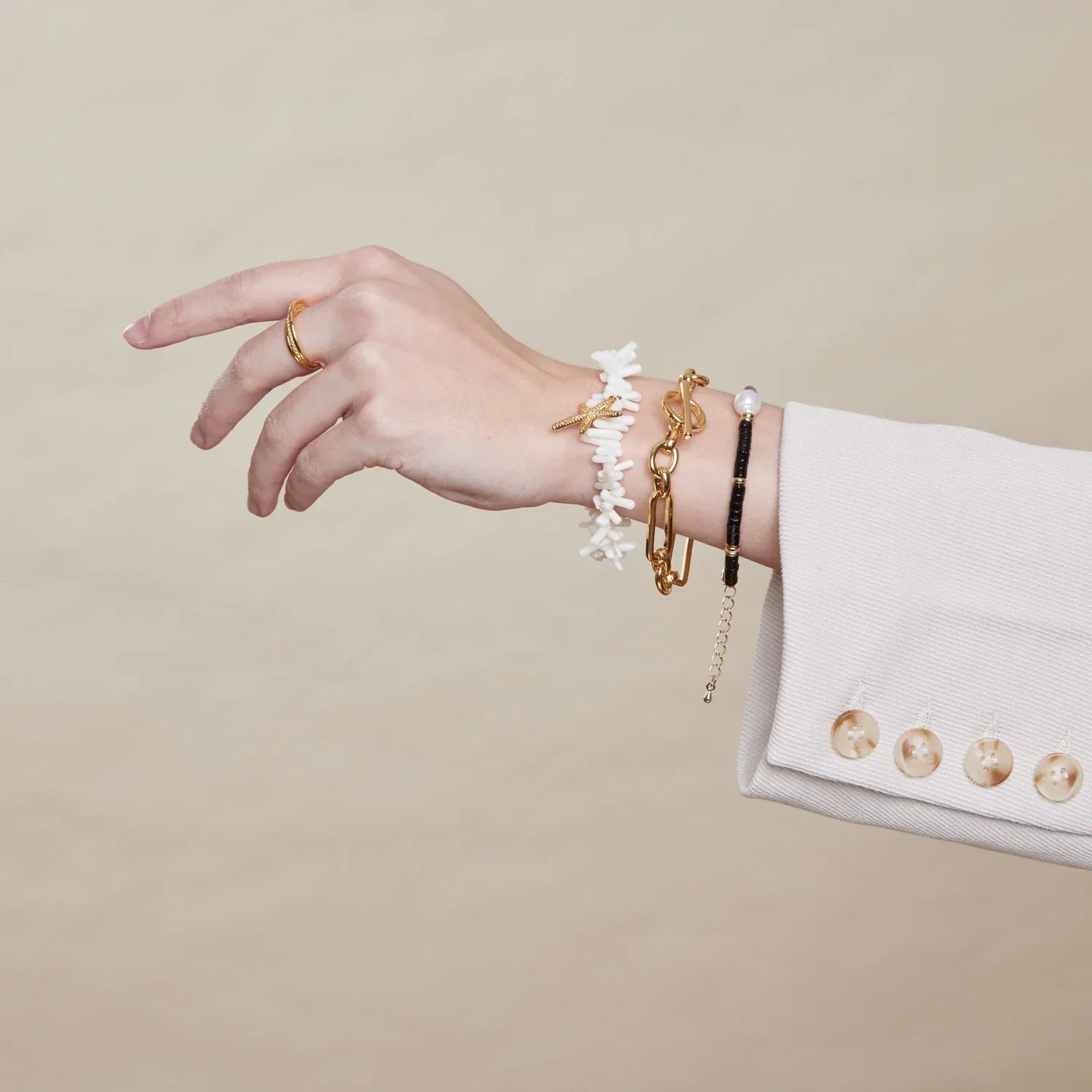 Pulsera de Eslabones T-Bar | Oro Blanco