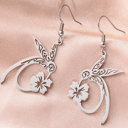 Pendientes de Colibrí del Espíritu en Acero Inoxidable