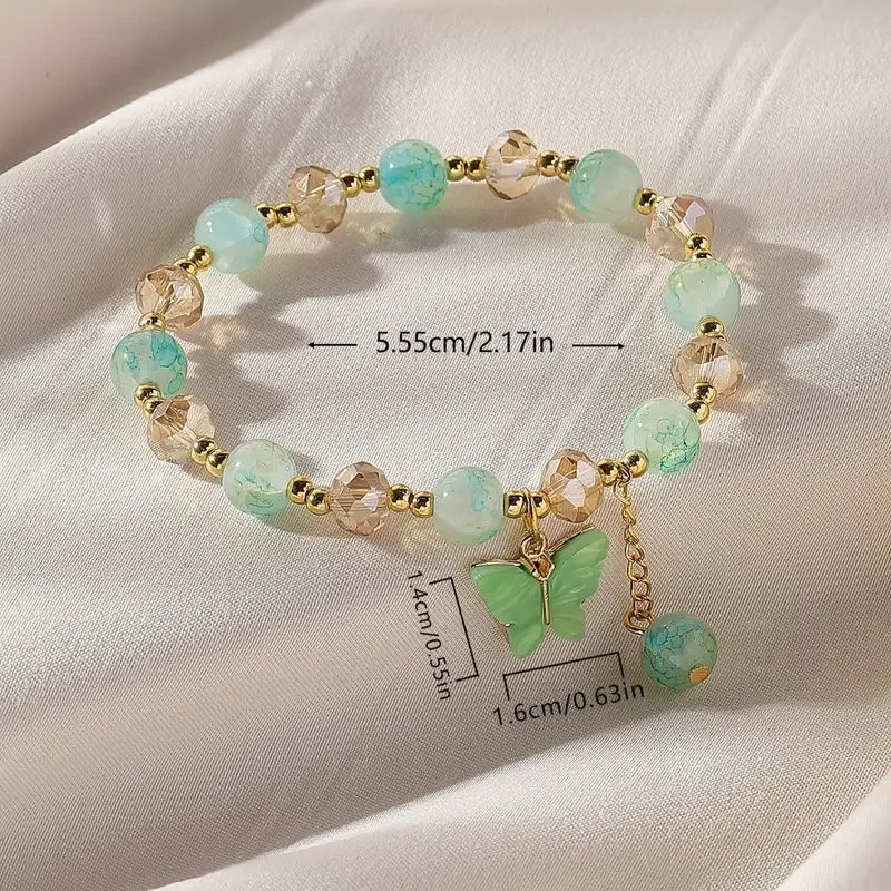 Pulsera Elástica de Mariposa con Cuentas