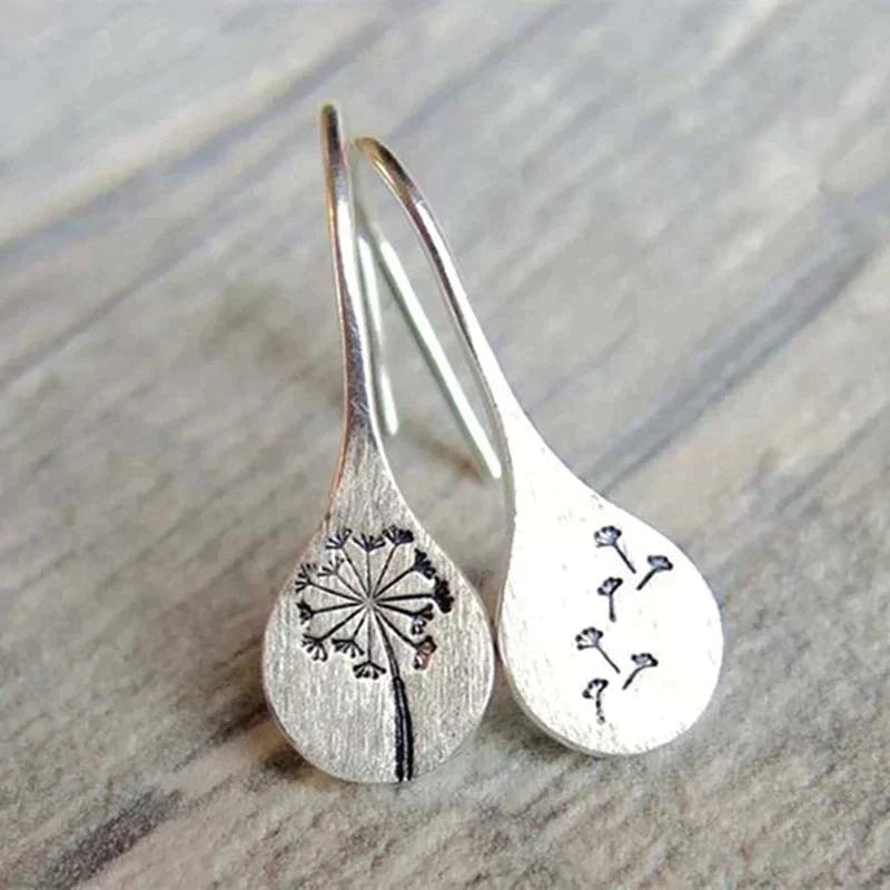 Pendientes de Hoja de Diente de León en Plata Esterlina 925
