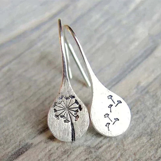 Pendientes de Hoja de Diente de León en Plata Esterlina 925