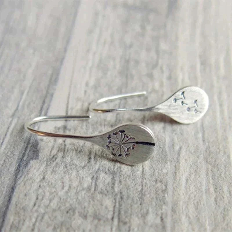 Pendientes de Hoja de Diente de León en Plata Esterlina 925