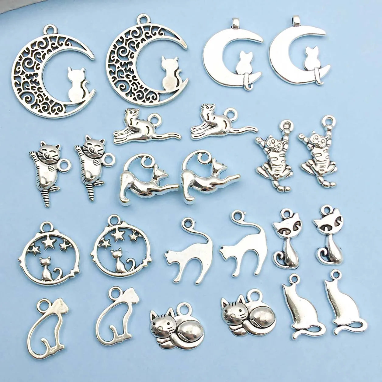 Colección Vintage de Dijes de Gato en Plata