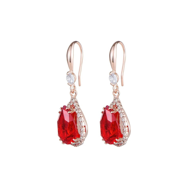 Aretes Lágrima de Rubí | Oro Rosa
