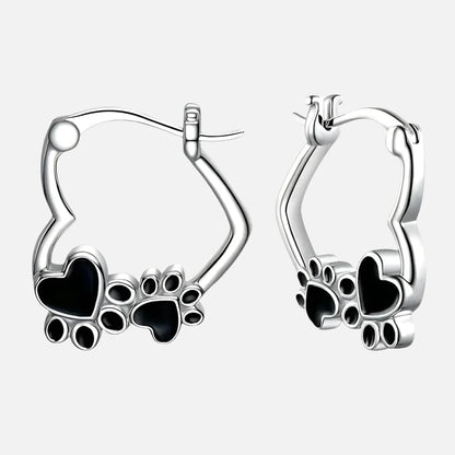 Pendientes de Pata y Corazón con Esmalte Negro