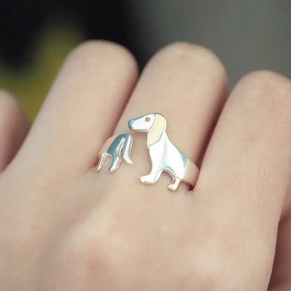Anillo de Dachshund en Plata de Ley 925