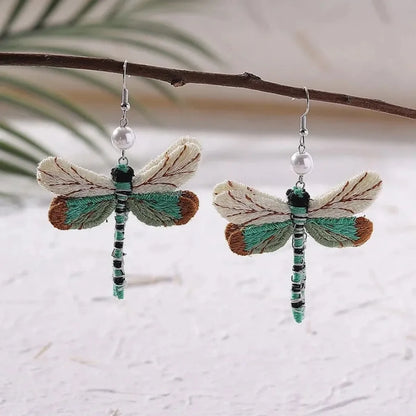 Pendientes de Libélula Bordados Bohemios