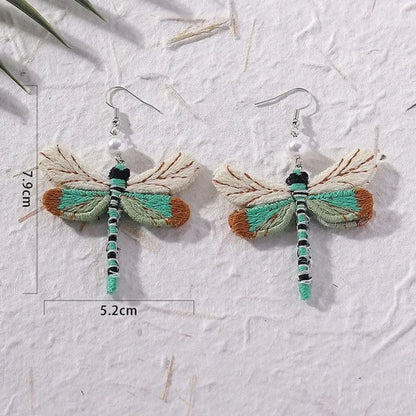 Pendientes de Libélula Bordados Bohemios