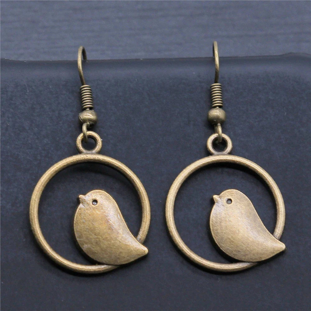 Pendientes Vintage de Dije de Pájaro