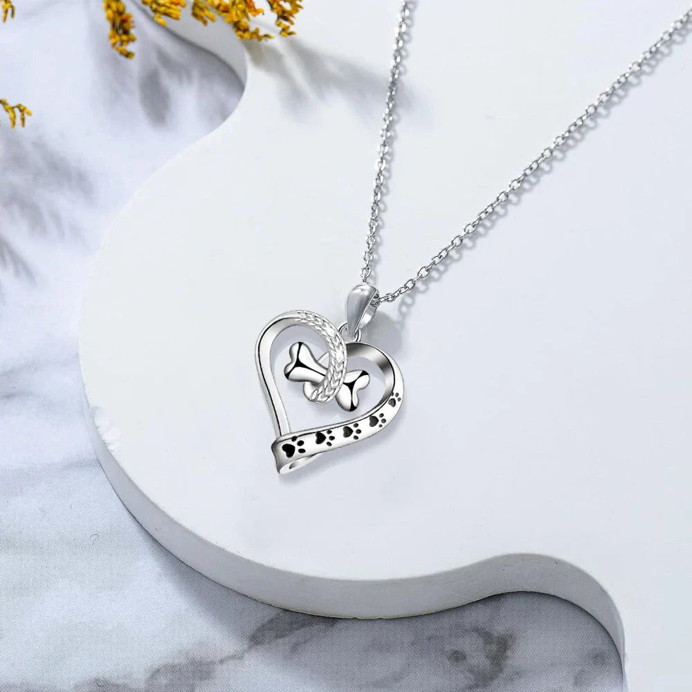 Set de Joyería de 2 Piezas con Dijes de Pata, Corazón y Hueso