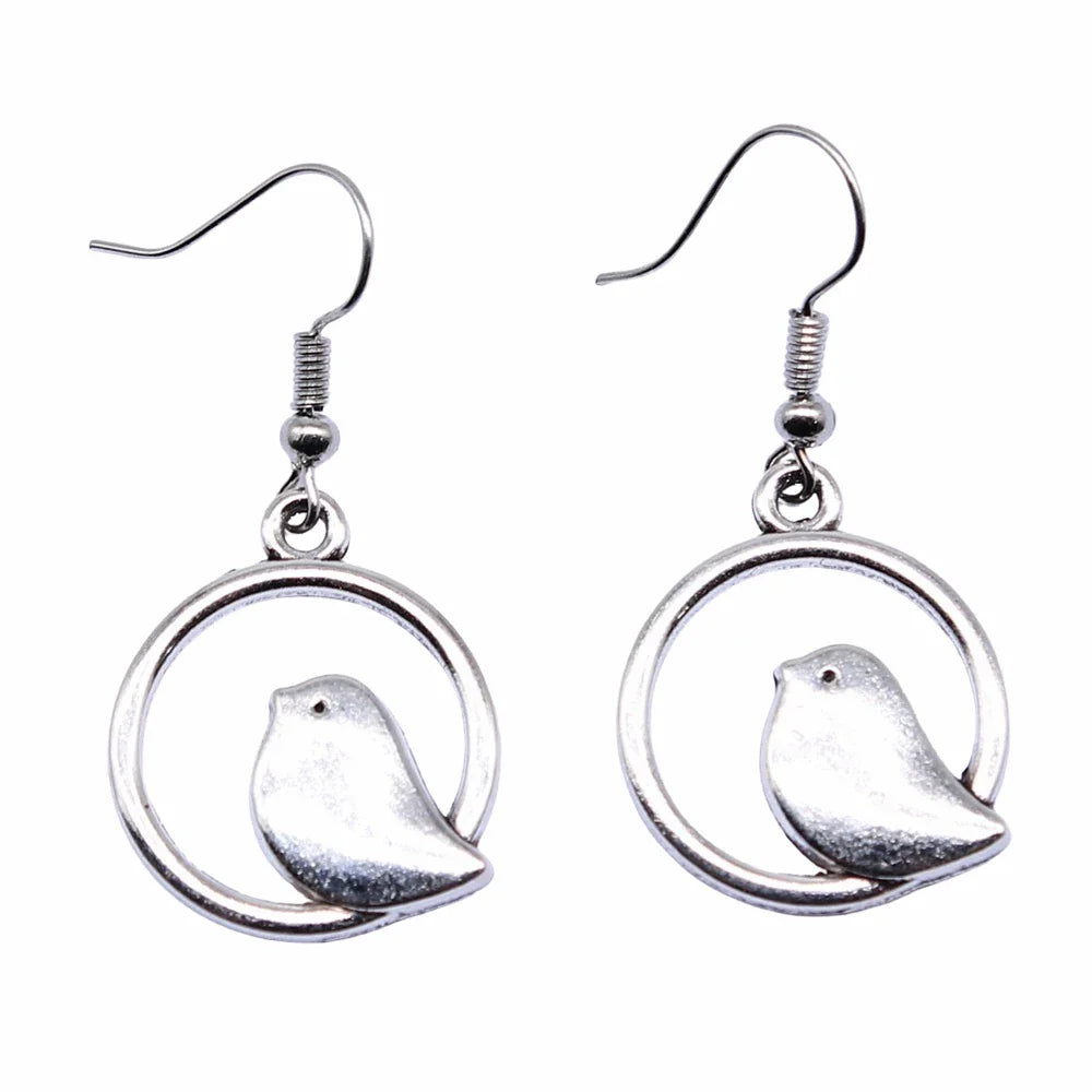 Pendientes Vintage de Dije de Pájaro