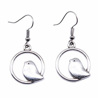 Pendientes Vintage de Dije de Pájaro