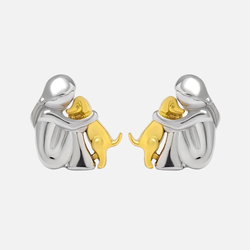 Pendientes de Abrazo en Dos Tonos Plata y Oro