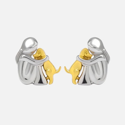 Pendientes de Abrazo en Dos Tonos Plata y Oro
