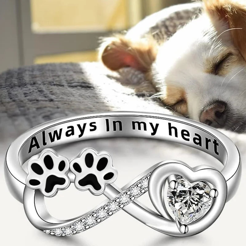 Anillo de Pata con Zirconia, Diseño de Corazón e Infinito