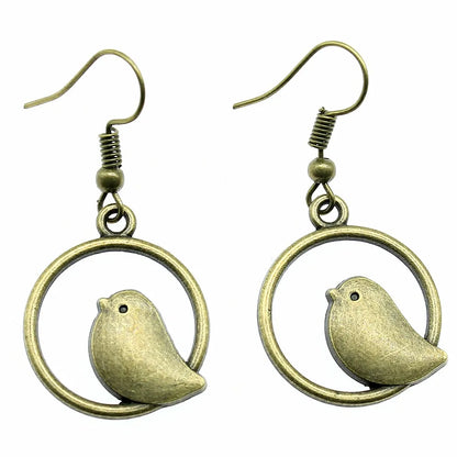 Pendientes Vintage de Dije de Pájaro
