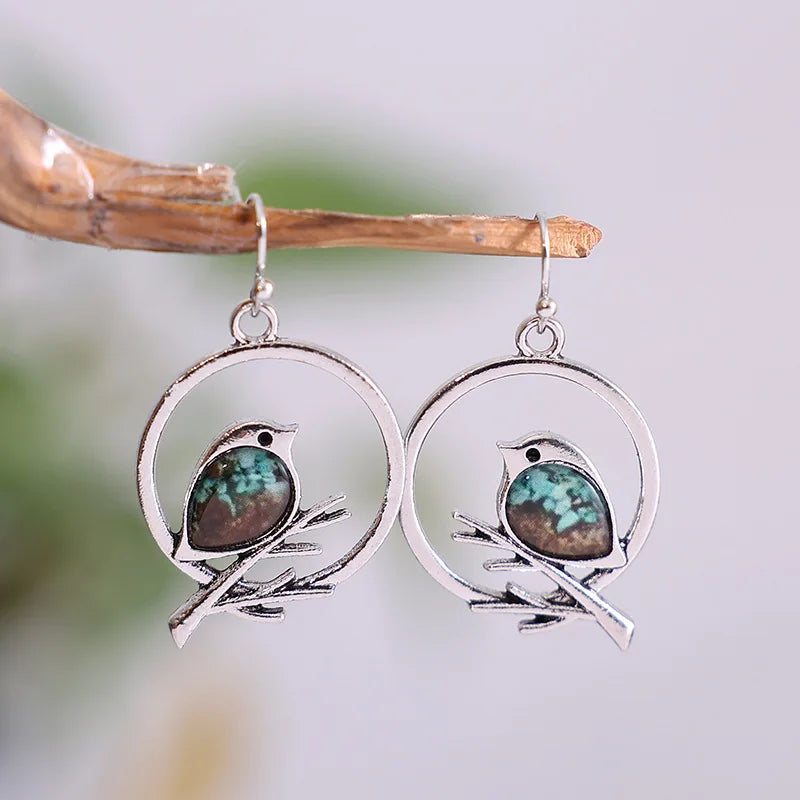 Pendientes Vintage de Pájaro en Rama