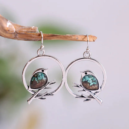 Pendientes Vintage de Pájaro en Rama