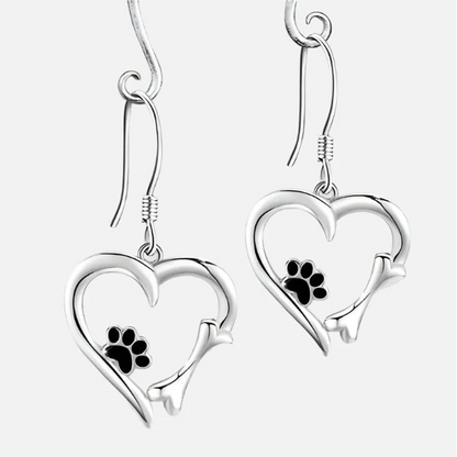 Pendientes de Plata con Diseño de Corazón y Pata