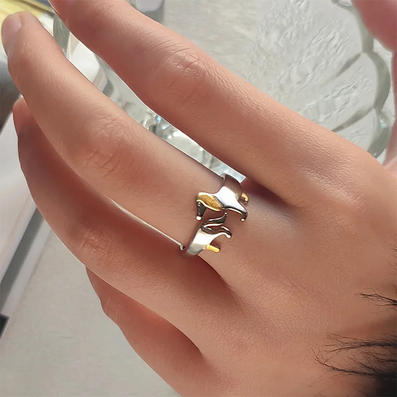Anillo de Dachshund en Plata de Ley 925