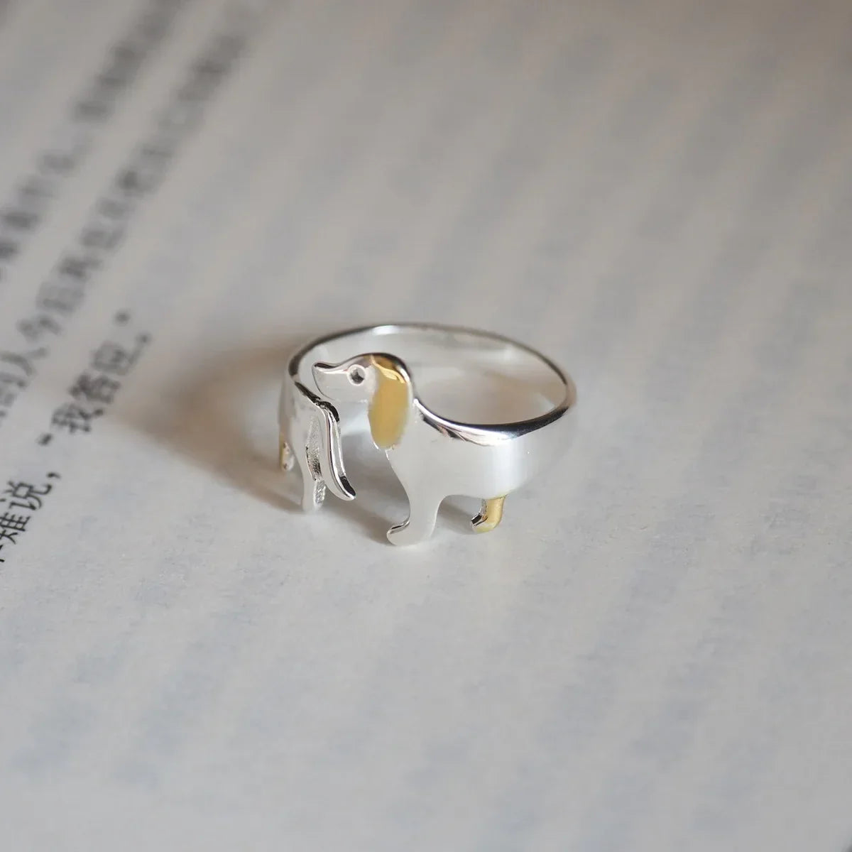 Anillo de Dachshund en Plata de Ley 925