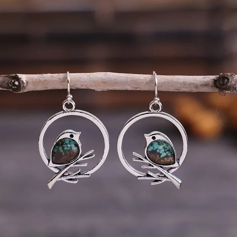 Pendientes Vintage de Pájaro en Rama